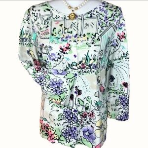 Christopher & Banks Cardigan Garden Cotton M